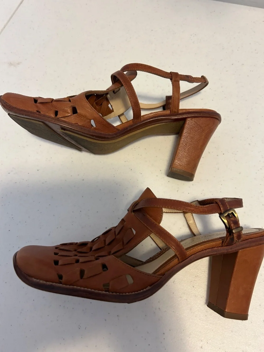 Kenneth Cole Reaction Woven Leather Slingback Heels - Picture 3 of 6